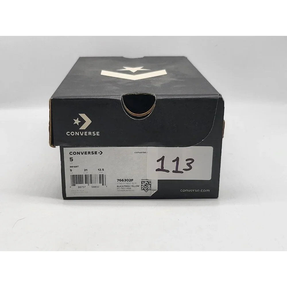Converse All Star Shoes Infant Size 5 Black Yellow Flame Print Low Top Sneakers‎